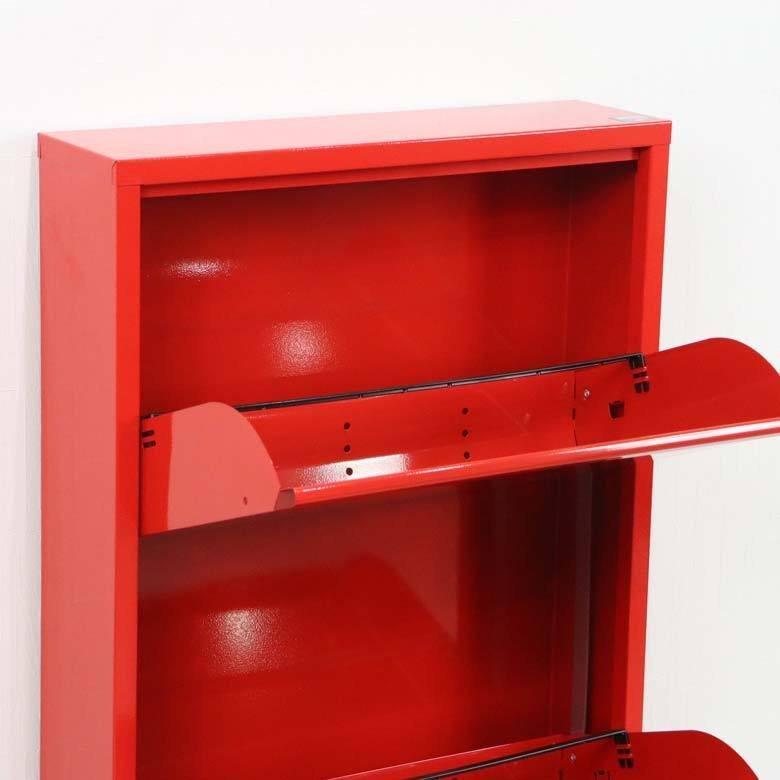 シューズボックス スリム 3段 レッド アイアン DOTTUS ドッタス