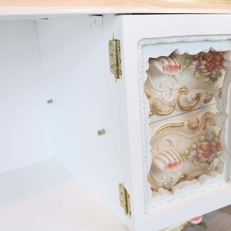 ロココ調 テレビボード 105cm クラック仕上げ テレビ台 ローボード 白