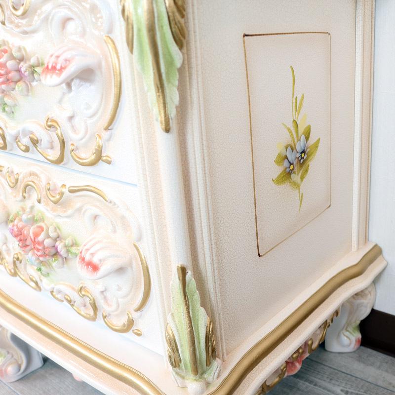 ロココ調 テレビボード 140cm クラック仕上げ テレビ台 ローボード 白