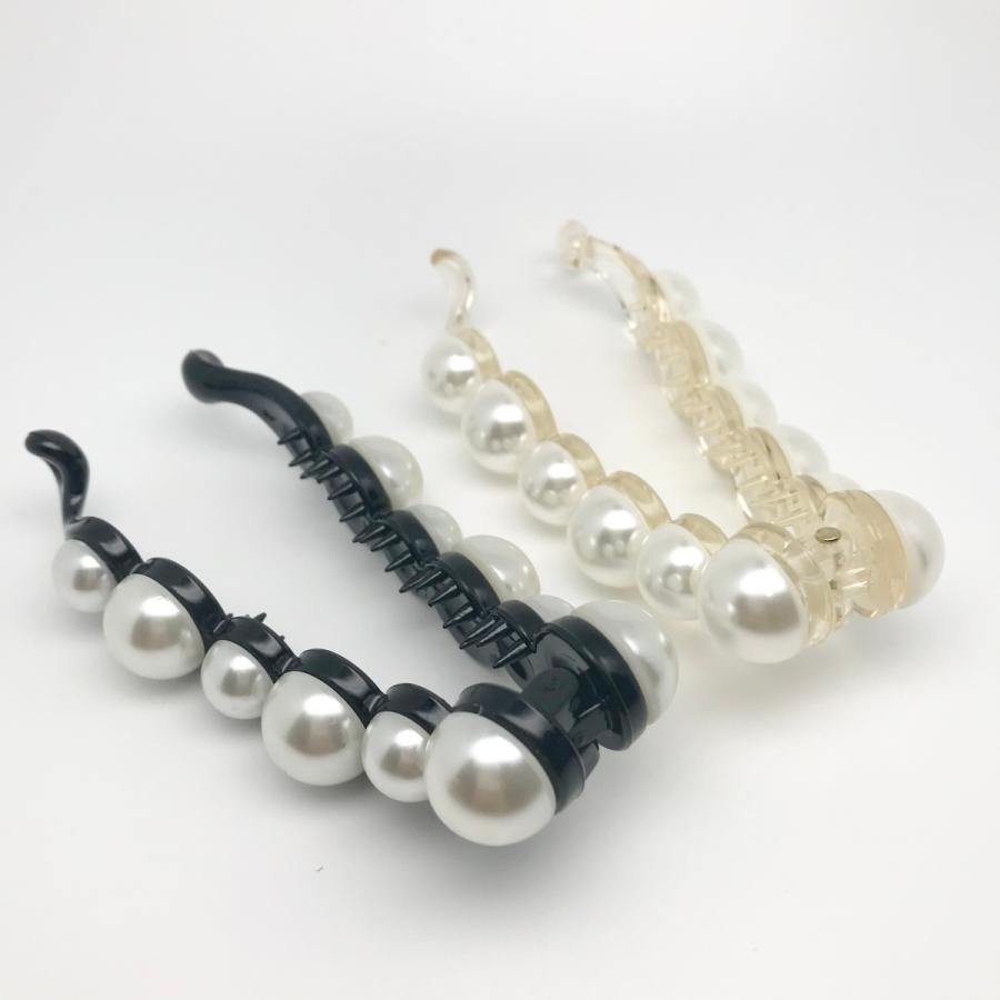 透明 黒 パール バナナクリップ 髪留め ヘアクリップ 大きめ 簡単