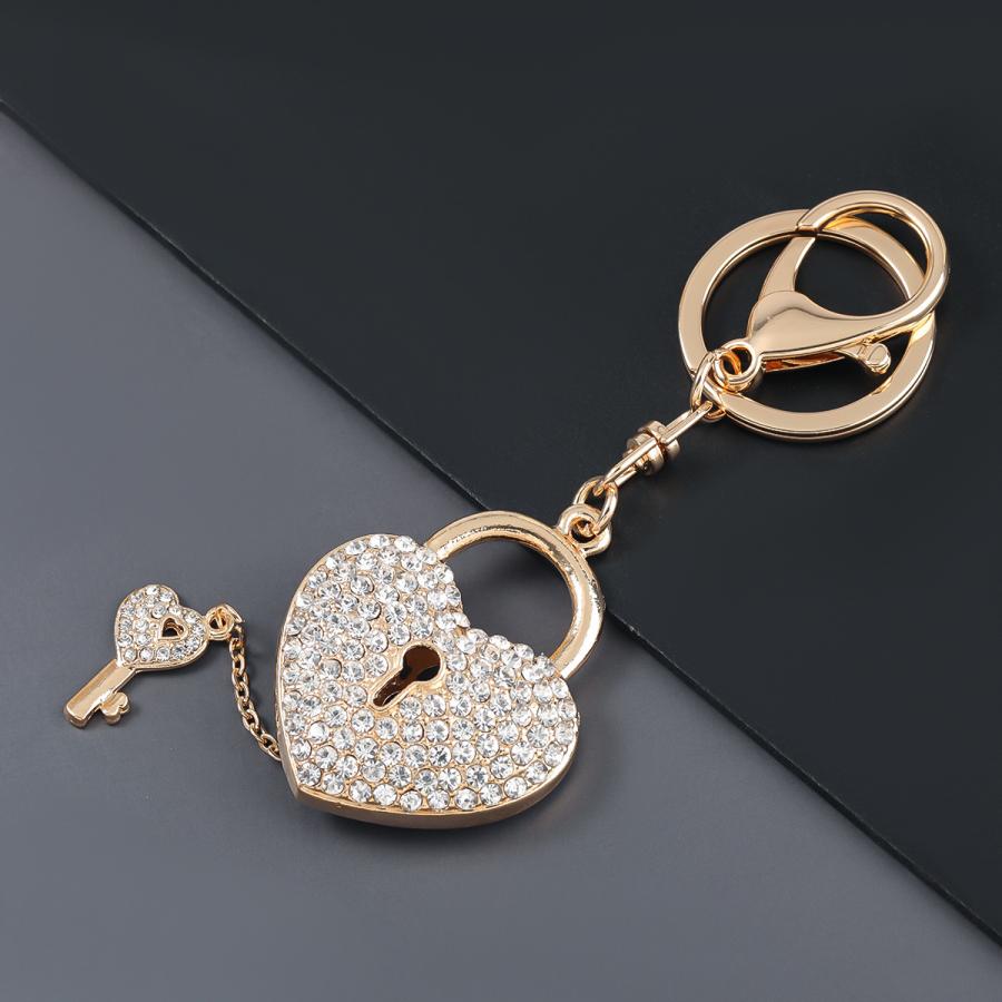 ハート キー クリスタル レディース バッグチャーム キーホルダー