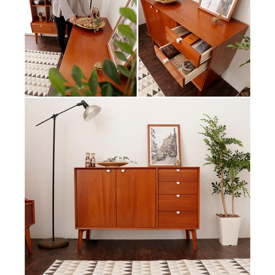 リビングキャビネット おしゃれ 北欧 引き出し 扉付き 脚付き 幅110