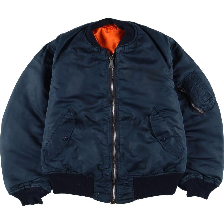 ALPHA MA-1 フライトジャケット 中綿 ネイビー XL程 アルファ MA-1