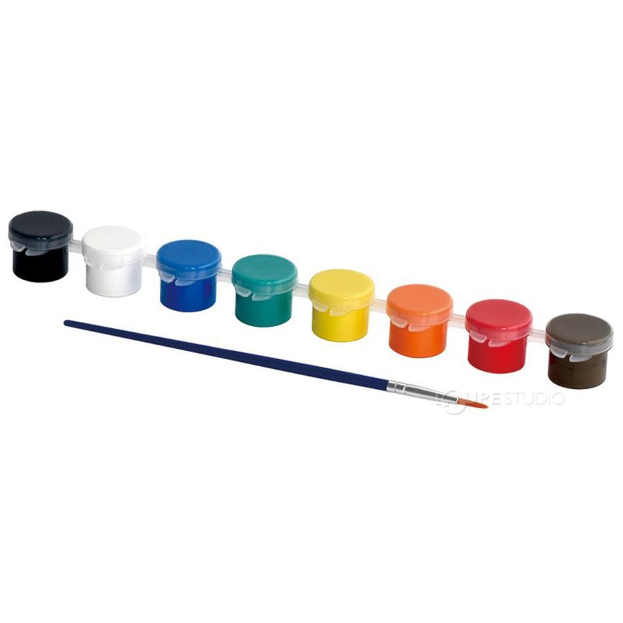 アクリル 絵の具 えのぐ 8色セット 絵具 黒 白 青 緑 黄色 オレンジ 赤
