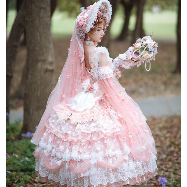 ロリータ服 ロリータファッション ジャンスカ 春夏 ロング ピンク