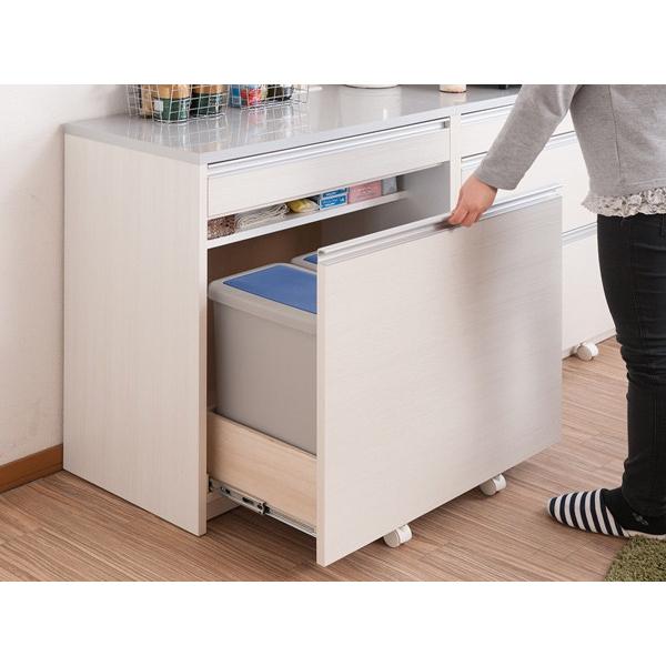 キッチンカウンター ダストボックス 3分別 引出し付 天板鏡面仕上 幅