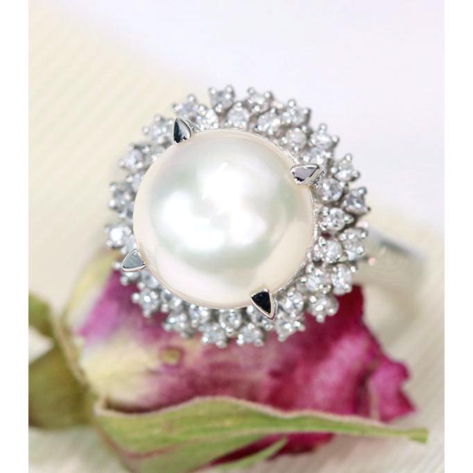 白蝶真珠/パール リング/指輪 9.6ミリ位 プラチナ900 PT900