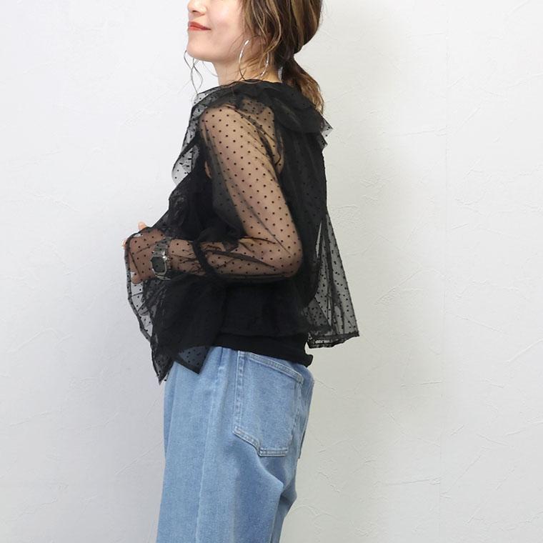 Aletta vita 爆買 トップス ブラウス フロッキードット フリル