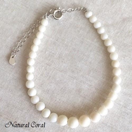 白珊瑚 しろさんご ブレスレット 玉 ナチュラルコーラル : 珊瑚専門店