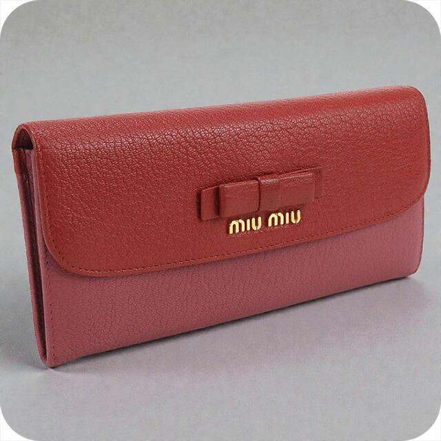 miu miu（ミュウミュウ） 中古 長財布二折 レディース ブランド レッド