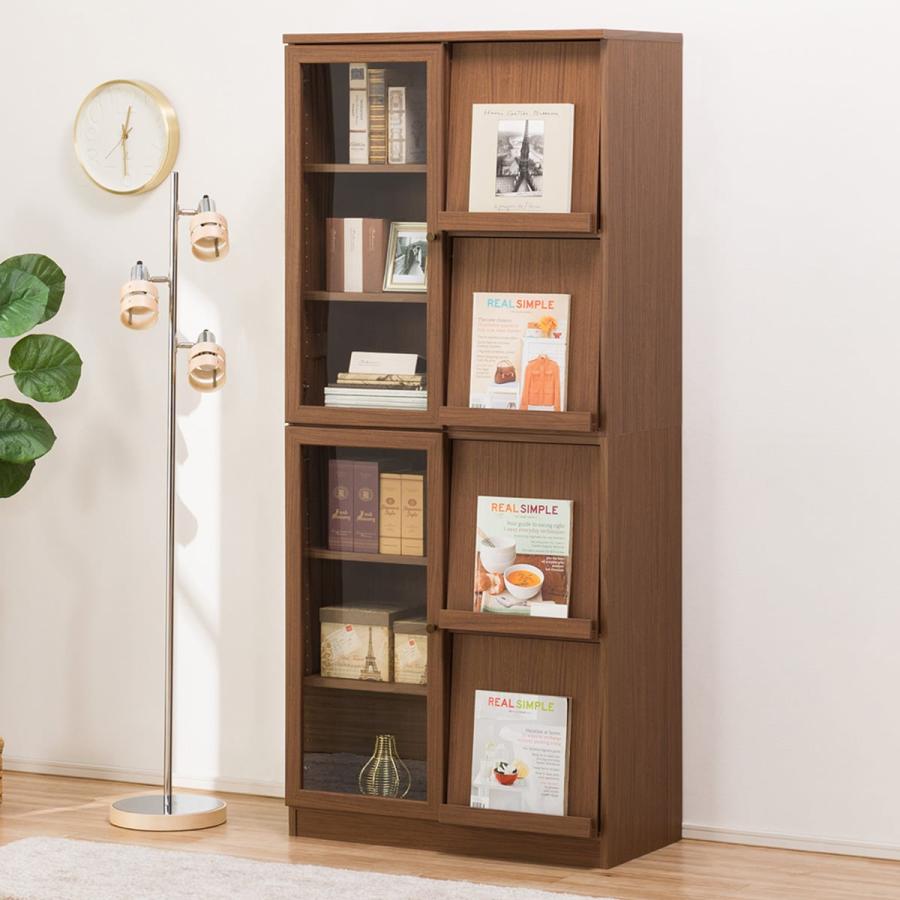 ニトリ（NITORI） フラップ扉 本棚(ビブリオGD80 MBR) 書棚 ラック