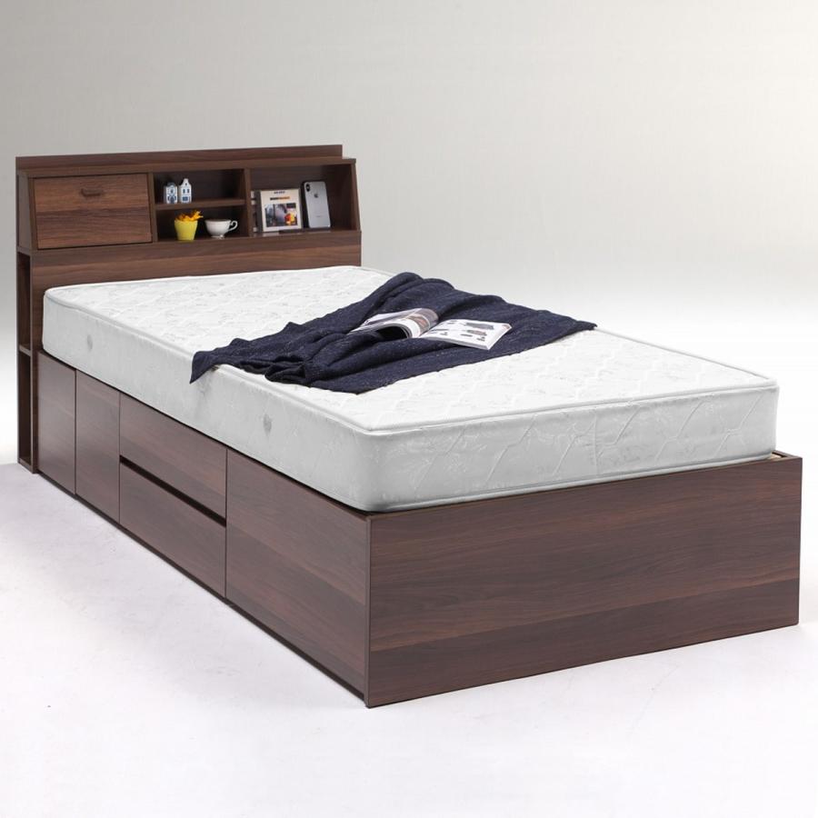 引き取り希望】ニトリ シングルベッドフレーム ダークブラウン収納付き