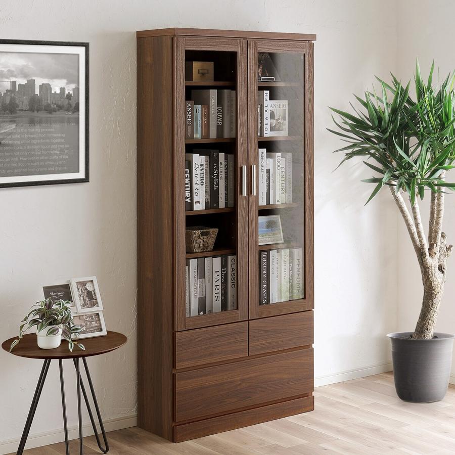 ニトリ（NITORI） 扉・引出し付き書棚 (幅80cm BR) : ニトリ Yahoo!店