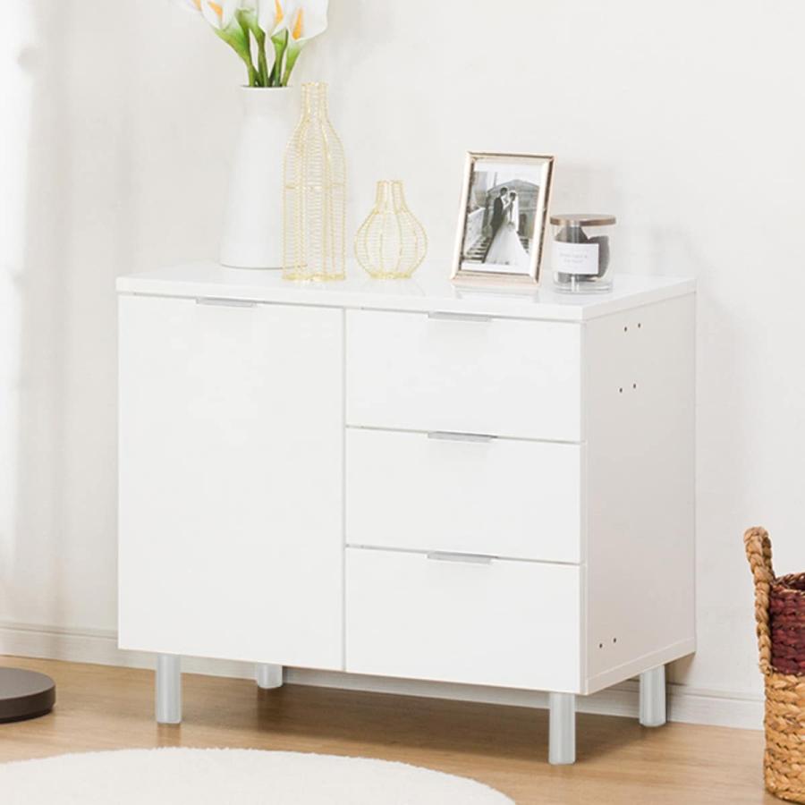 ニトリ（NITORI） サイドボード(エトナ80SBR WH/SI) リビング収納