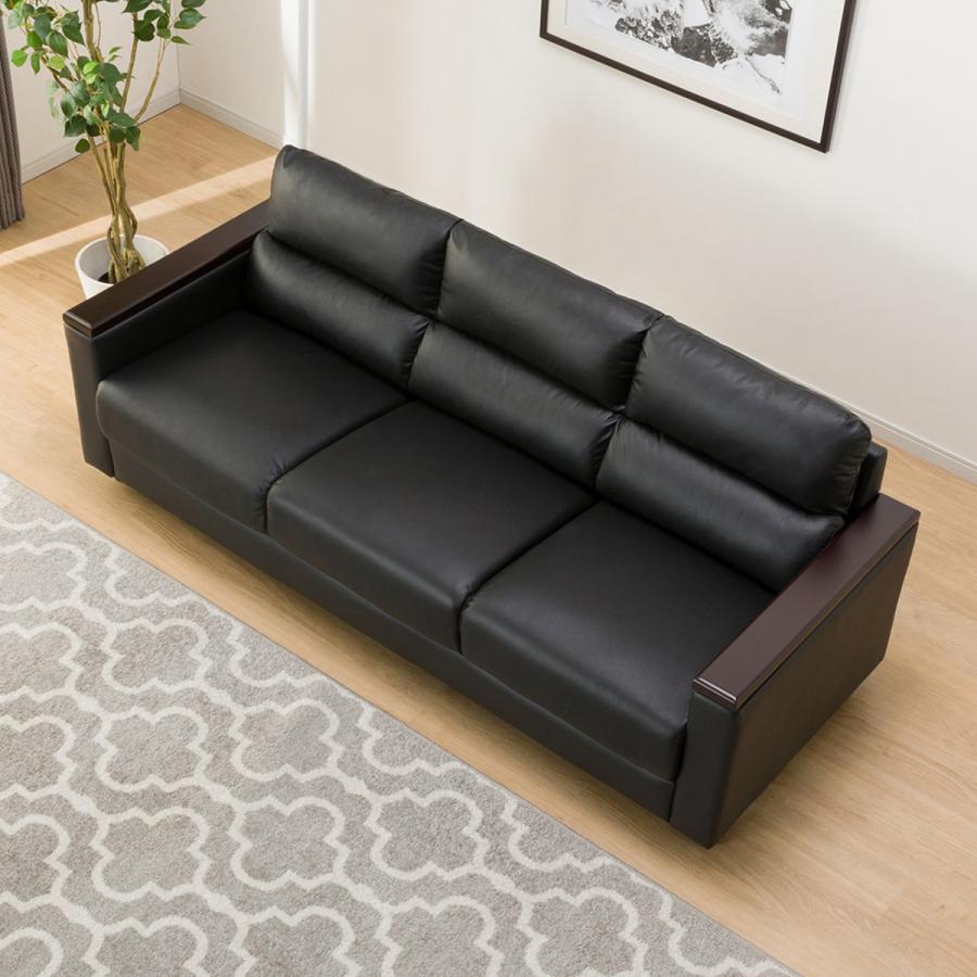 ニトリ（NITORI） 3人掛け本革ソファ(レグノ 本革 BK)ニトリ : ニトリ