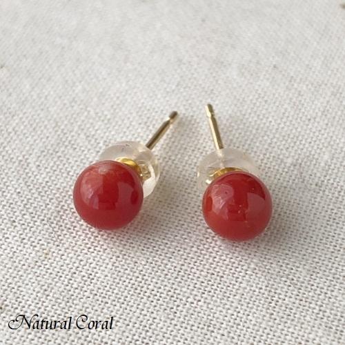 血赤珊瑚 ちあかさんご サンゴ 玉 ピアス ナチュラルコーラル 送料無料
