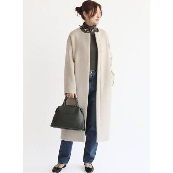 IENA（イエナ） ラムウールノーカラーロングコート 2020AW グレー