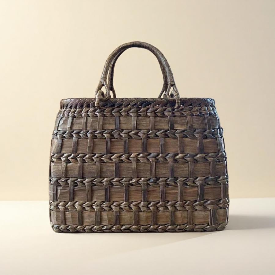 胡桃皮かごバッグ くるみかごバッグ 手作り 籠バッグ 内布付き 和服