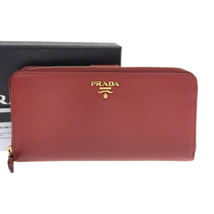 PRADA（プラダ） ラウンドファスナー長財布 レザー 赤 レッド 1M1348