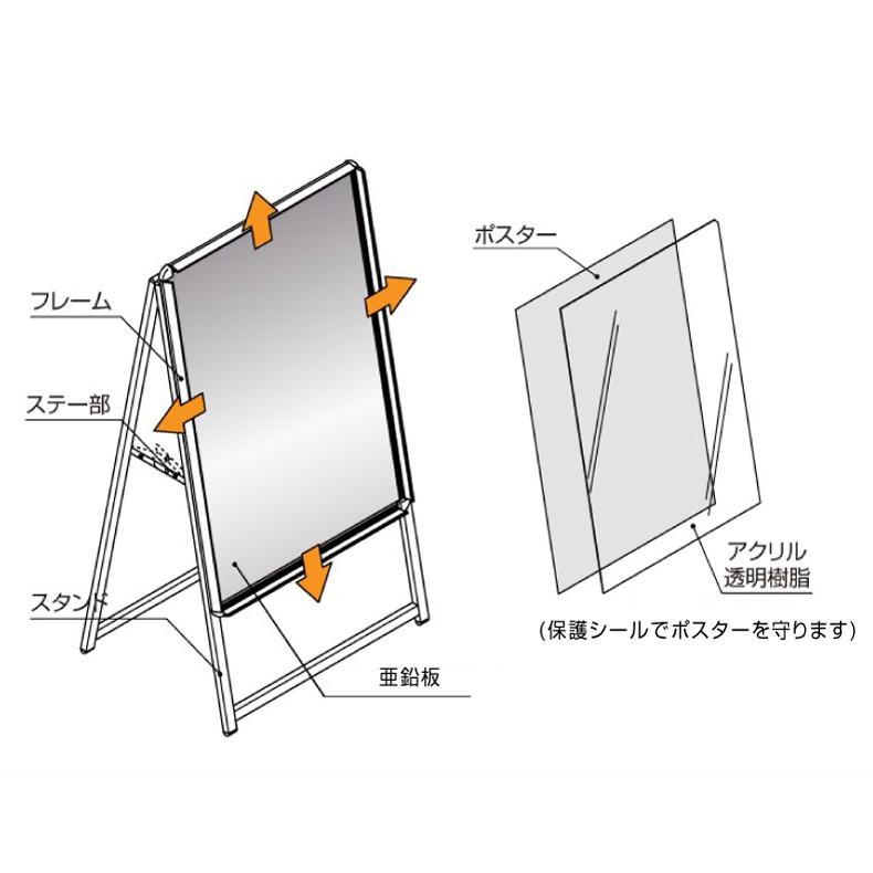サインキングダム A型看板 A1 両面 屋外対応 クリップ式 A型スタンド