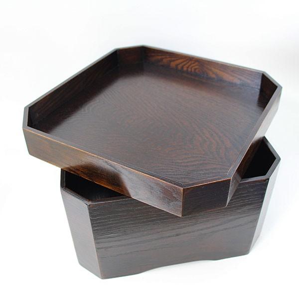 箱膳 隅切 お膳 漆塗り 木製 漆器 茶櫃 お盆 道具入れ 食事 和 食器