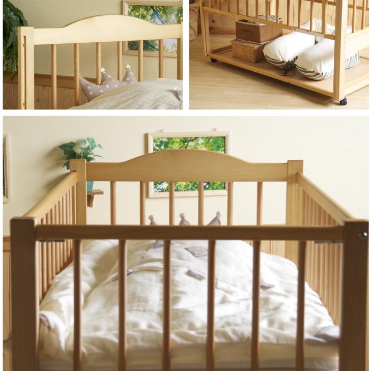石崎家具 日本製 ベビーベッド「ツースライドベッド」 ハイタイプ