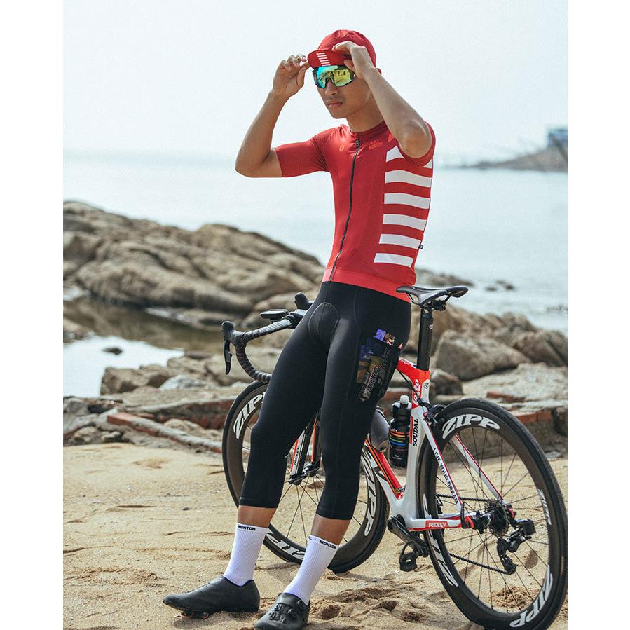 Monton［モントン］メンズ ポケット付きサイクルビブニッカー、7分丈