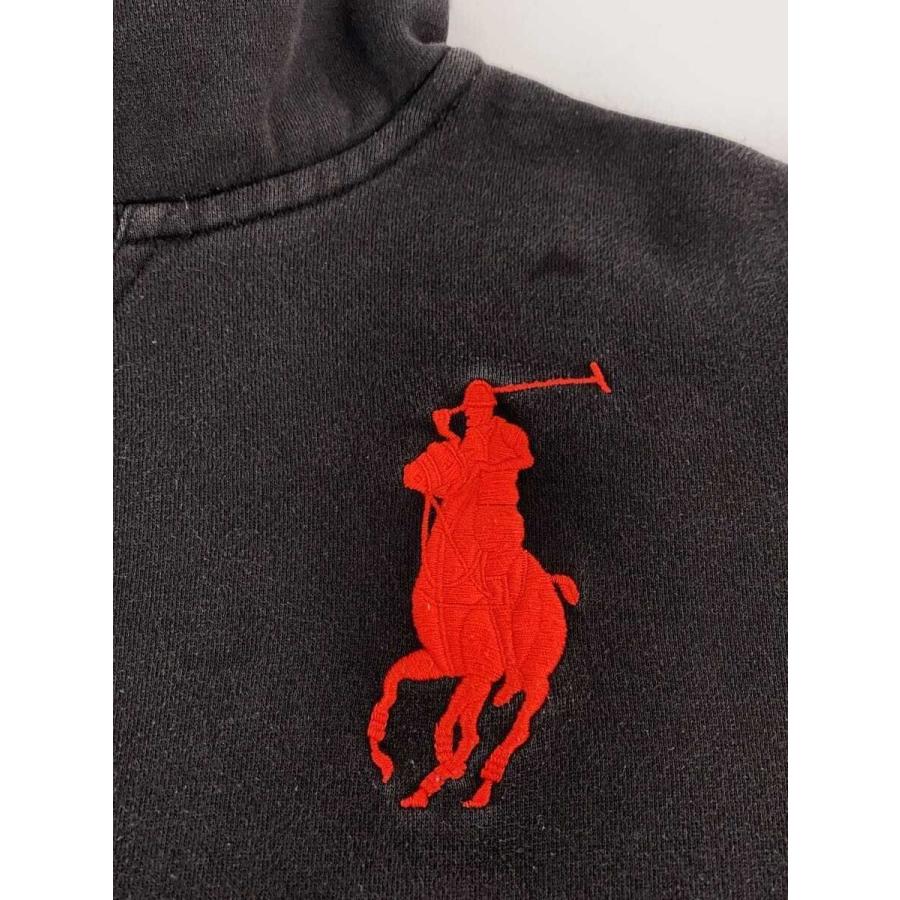 POLO RALPH LAUREN◇90s/ビッグポニー/前V/パーカー/L/コットン/BLK