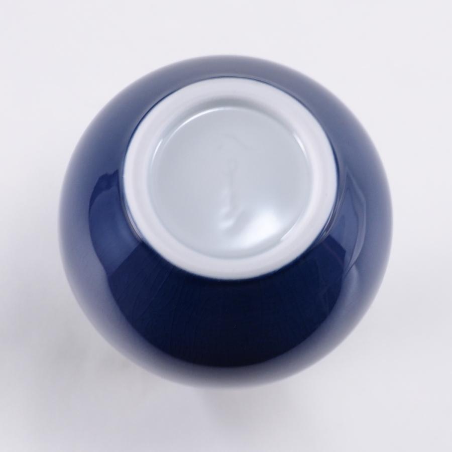 九谷 三代徳田八十吉 蓋付面取花入 青色陶器 蓋付き瓶 木箱付き 九谷