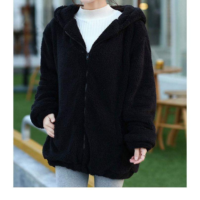 即納 ボアパーカー CUTE 耳付きフード ふわもこ しっぽ付 アウター