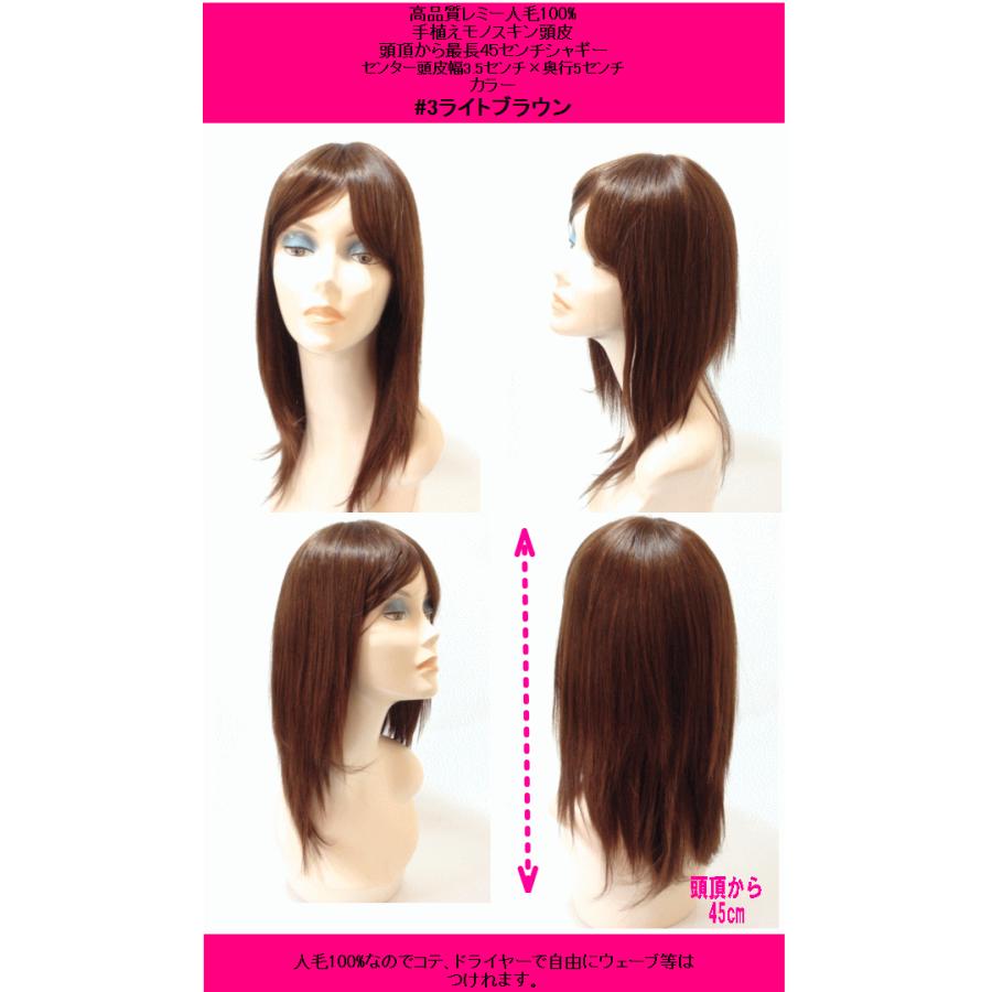 人毛フルウィッグ医療用ウィッグ 頭皮手植えモノネット かつら/人毛100