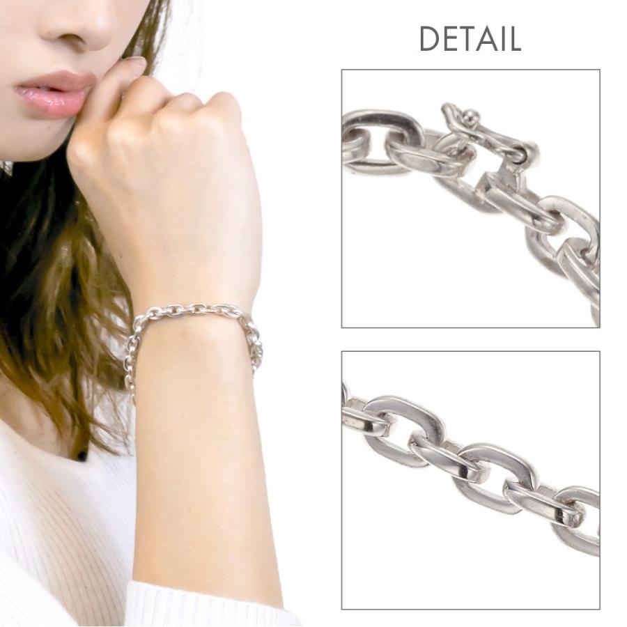 ブレスレット メンズ シルバー925製 極太あずきチェーン シンプル 小豆