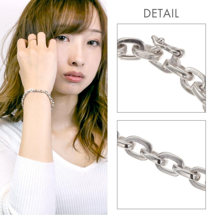 ブレスレット レディース シルバー925製 極太あずきチェーン シンプル
