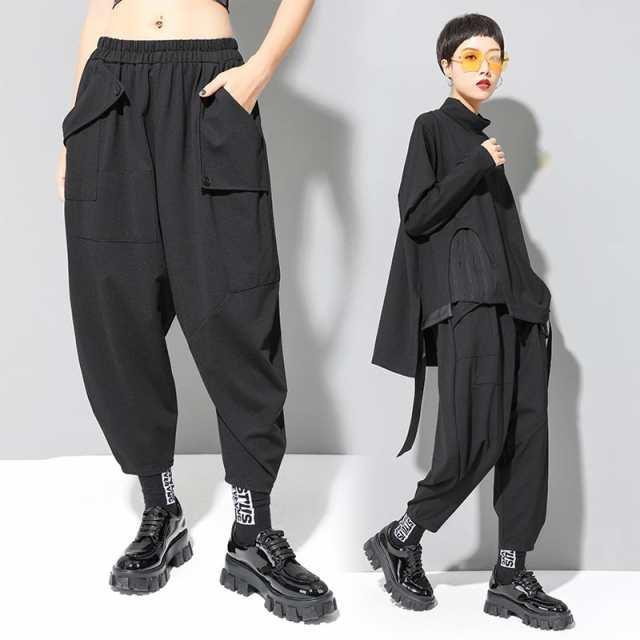 パンツ レディース サルエルパンツ モード系 個性的 ワイド クロップド