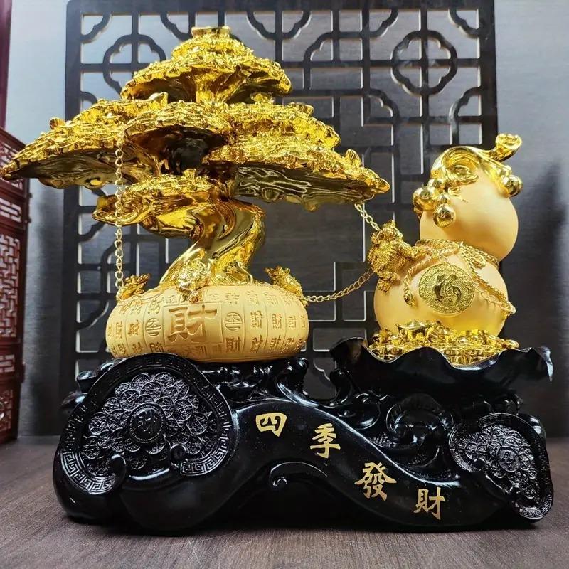 招財樹 瓢箪 ひょうたん 置物 金色 黄金 財 金運 厄除 風水 開運 縁起