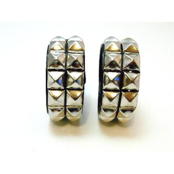 スタッズブレスレット 本革角スタッズ2連ブレスレット ロック