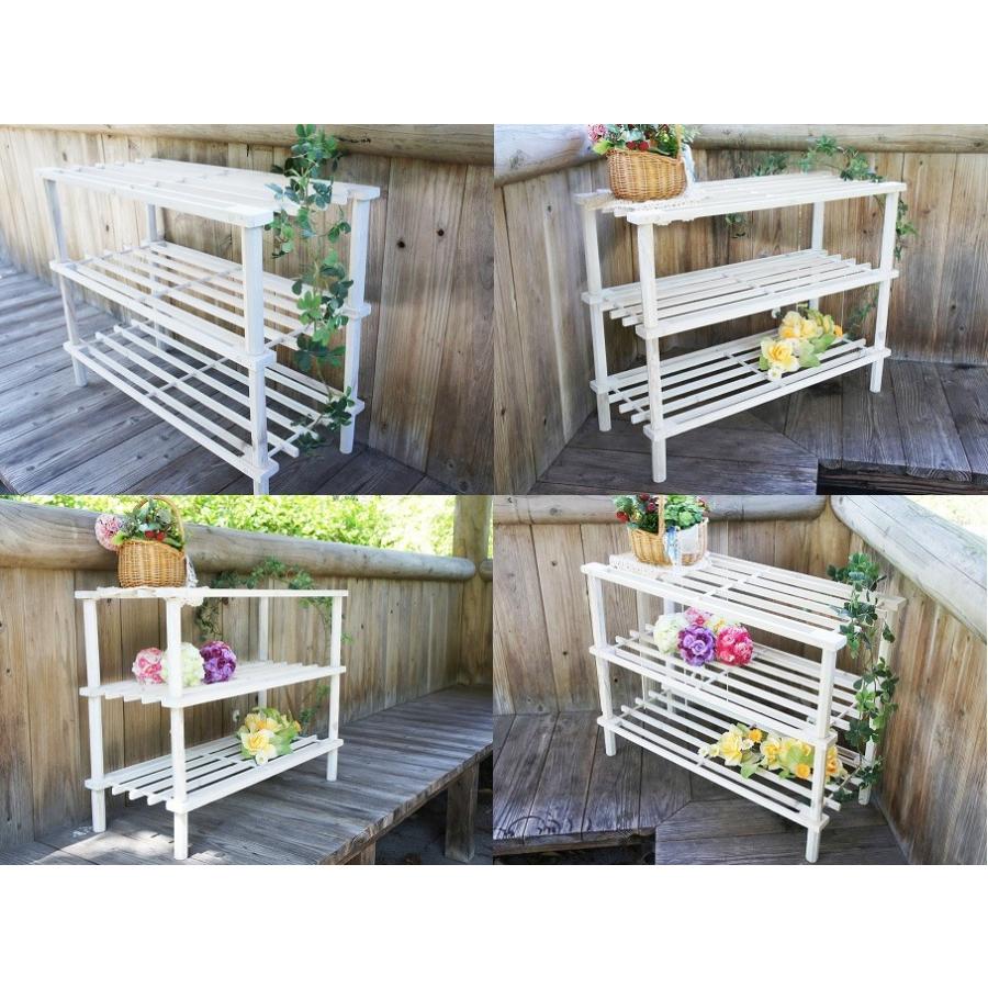 白 ウッドマルチフリーラック3段 ホワイト 木製 棚 シューズラック