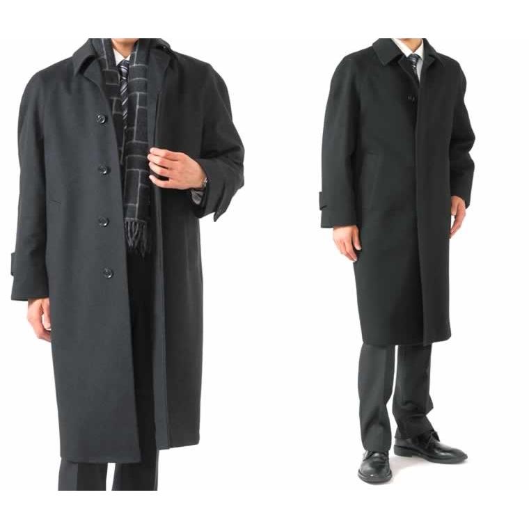 カシミヤ100％ メンズロングコート ステンカラー ラグラン 紳士
