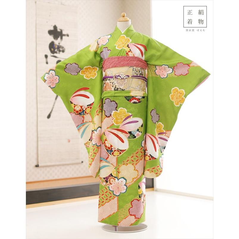 10歳〜13歳 正絹 ジュニア振袖レンタル jk0261 女の子 ジュニア着物 十