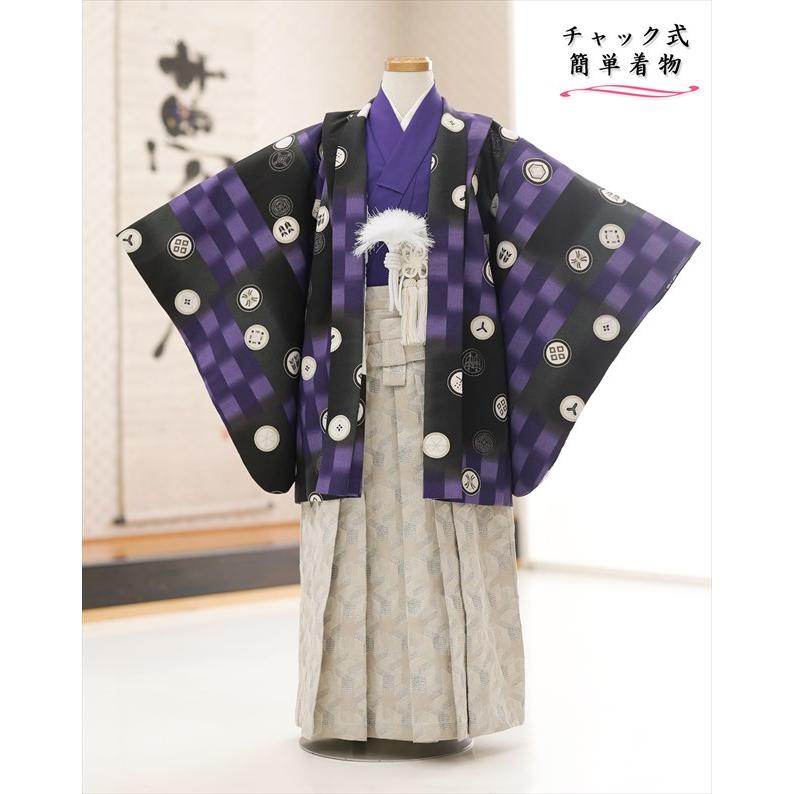 チャック式 簡単ワンタッチ着付け5歳 男の子 七五三 羽織袴 着物