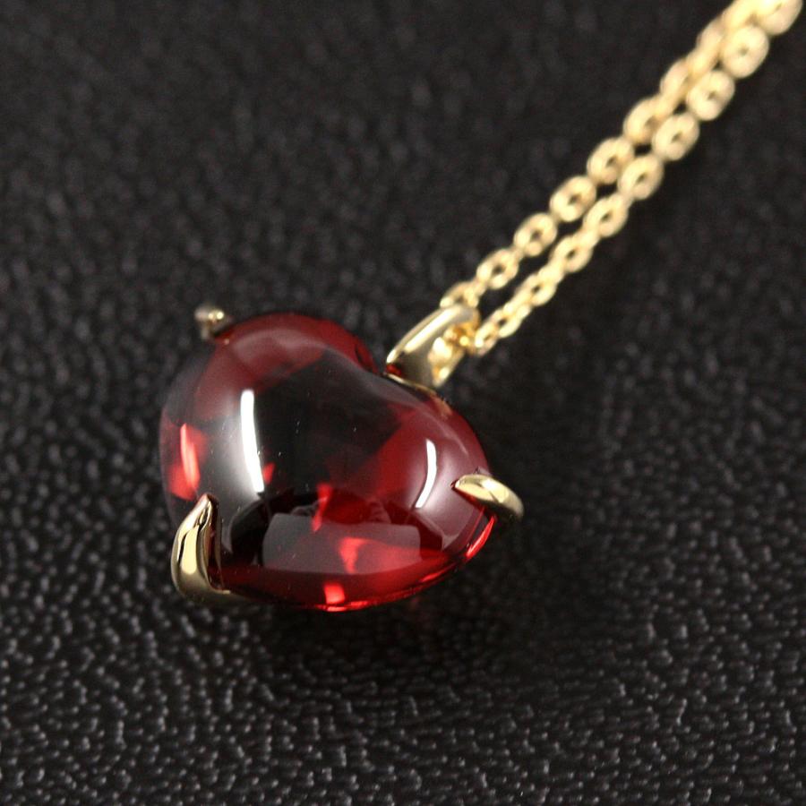 スタージュエリー 1P ハート ガーネットネックレス ペンダント/K18YG