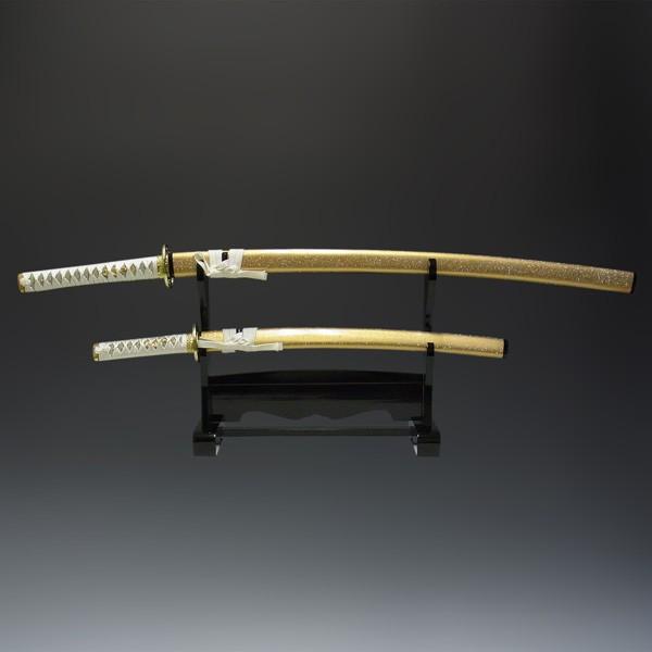 模造刀 白石目 3点セット（大刀 小刀 刀掛け） 刀剣 : 仏像と縁起物の