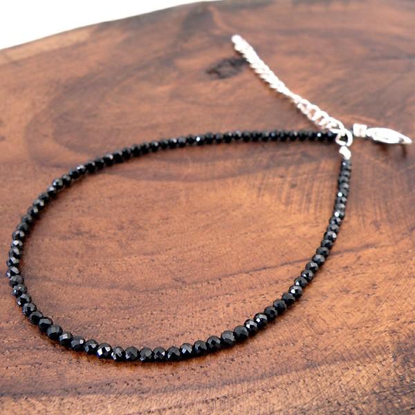 アンクレット レディース ブラックスピネル 高品質キラキラ多面カット