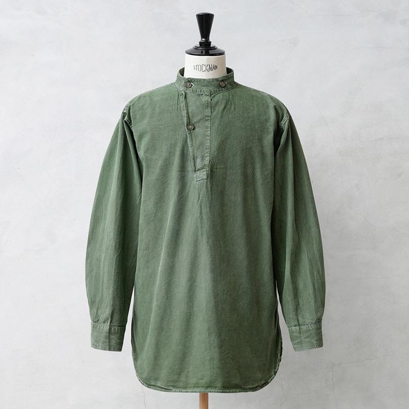 実物 USED スウェーデン軍 M-55 スタンドカラー プルオーバーシャツ