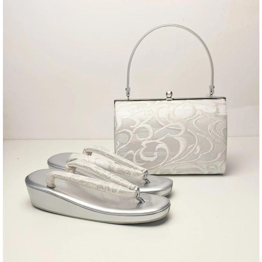 和装 草履バッグセット フォーマル 帯地 シルバー フリーサイズ u25