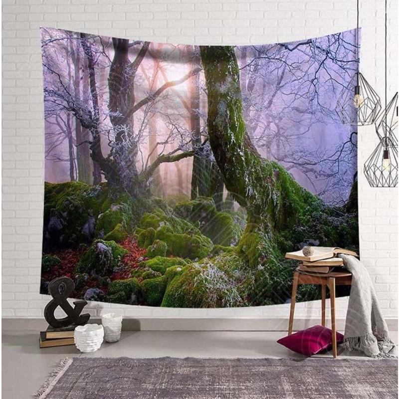 神秘の自然 お部屋で森林浴 山 3Dグラフィックタペストリー アート
