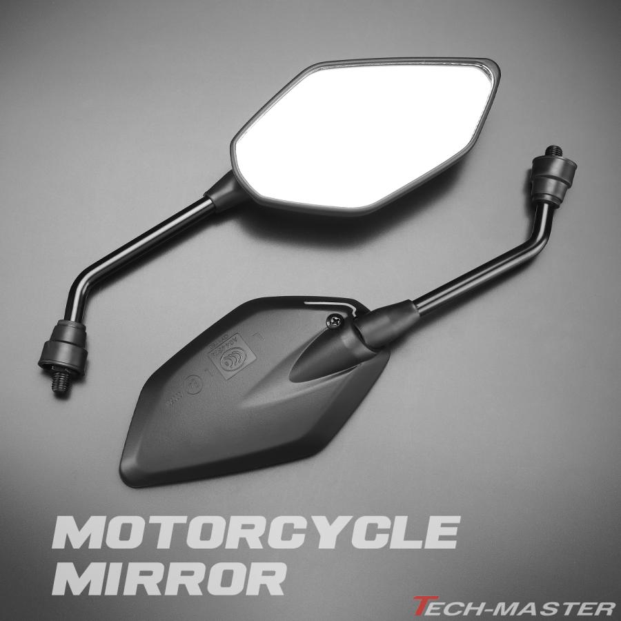 バイク ミラー 左右セット ポリゴン 純正風 ZXタイプ 10mm スクーター