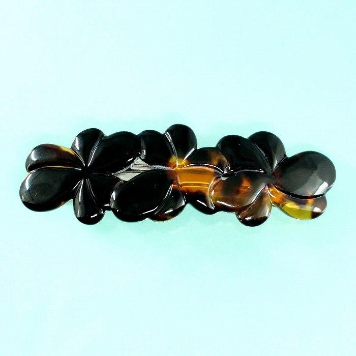 本べっ甲 髪留め クローバー バレッタ ヘア アクセサリー (のし等