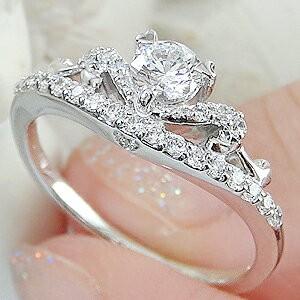Pt900 0.5ct H-SI ダイヤモンド ティアラ リング SI プラチナ ダイヤ