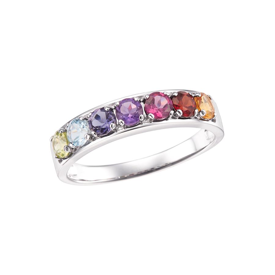 ジュエリーツツミ K10ホワイトゴールドマルチストーンリング